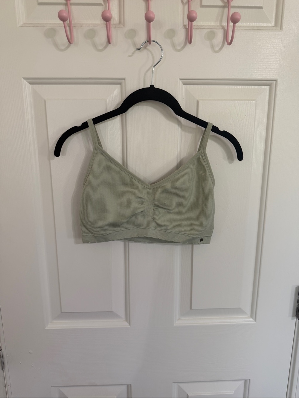 Lucky Brand L Sage Green Ribbed Seamless Wireless Bralette Adjustable Straps